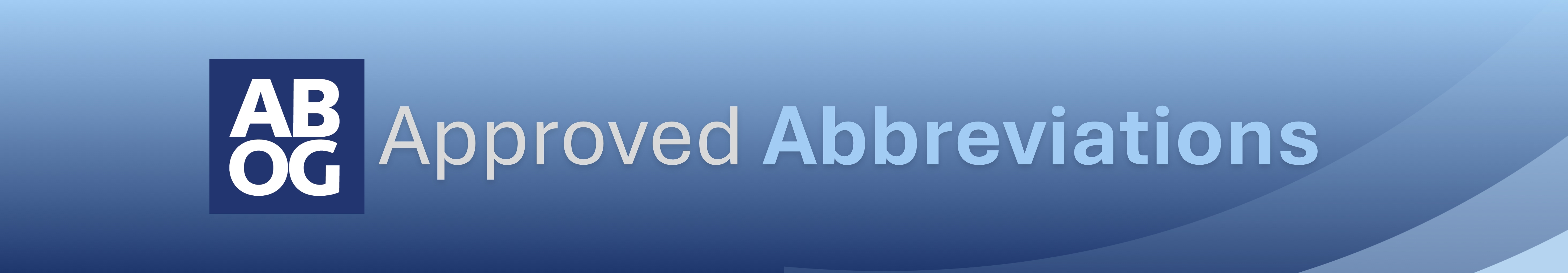 Approved Abbreviations